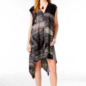 RACHEL Rachel Roy Sidney High Low V-Neck Sleeveless Dress Medium Geometric Party